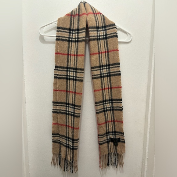 Charter Club Tan and Red Plaid Cashmere Scarf - Picture 1 of 3